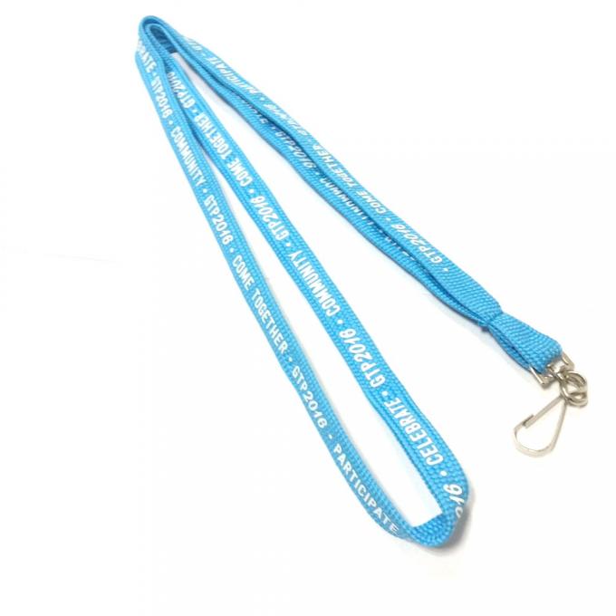 Blue Silk Screen Printing Tubular Lanyard with polyester Material