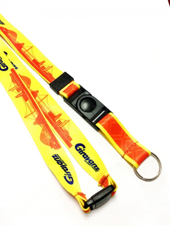 Yellow Red Dye Sublimation Lanyards Sport Competition Activity Event Key Ring