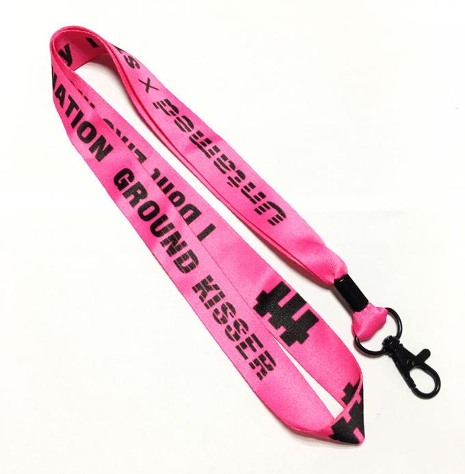 Advertising Shiny Colorful Dye Sublimated Lanyards Black Cool Crimp Metal Hook