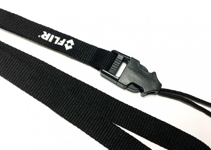 Cool Custom Polyester Lanyards Simple Black Plastic Buckle String Name Badge Lanyard