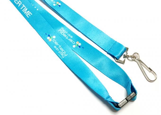 Blue Business Meeting Custom Printed Lanyards J Hook Safety Break Polyester Material