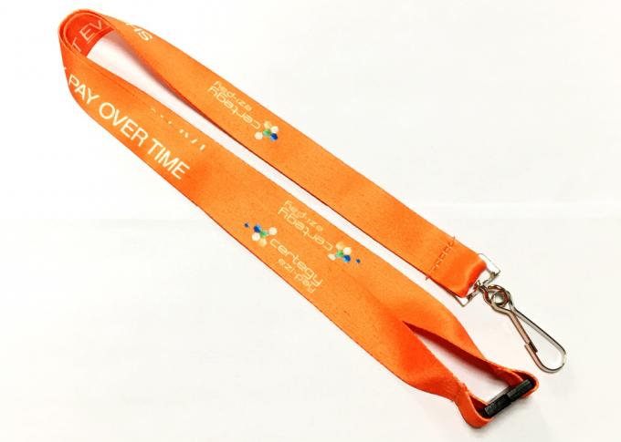 Polyester Orange Color Dye Sublimation Lanyards For Hiking / Running Competition