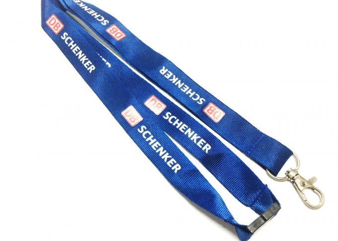 Blue Logo Nylon Neck Strap Both Sides Metal Hook Safety Breakaway 900*20 Mm