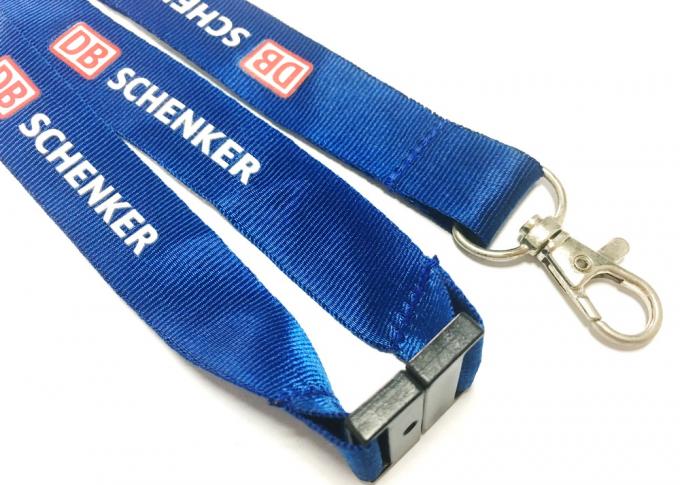 Blue Logo Nylon Neck Strap Both Sides Metal Hook Safety Breakaway 900*20 Mm