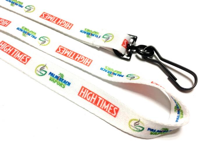 White Background Nylon Dye Sublimation Lanyards Both Sides Logo 900*10mm