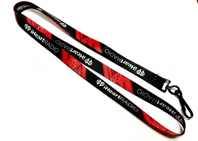 Black J Hook Dye Sublimation Lanyards 10mm Wide For Camping Trade Show Exhibition Event