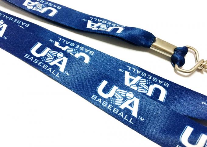 Dark Blue Logo Dye Sublimation Lanyards Clamp J Hook Attachments Heat Transfer Print