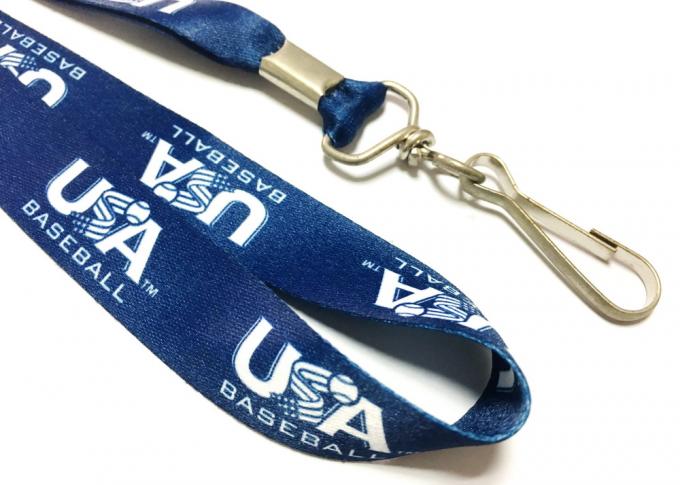 Dark Blue Logo Dye Sublimation Lanyards Clamp J Hook Attachments Heat Transfer Print