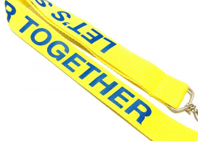 Yellow Background Safety Neck Lanyards , Custom Printed Lanyards For Running Event Competition