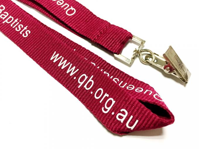 Dark Red Breakaway Neck Lanyards Metal Clip New Brand Website Printing Promotional Gift