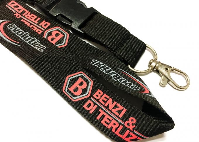 Free Sample Custom Polyester Lanyards Safety Buckle Metal Hook , Flat polyester lanyard Type