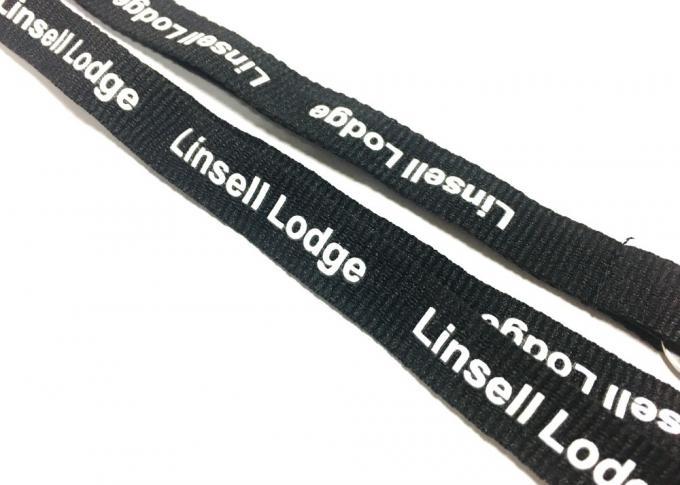 Black Name Badge Lanyard , Custom Breakaway Lanyards J Hook Decorated Attachments