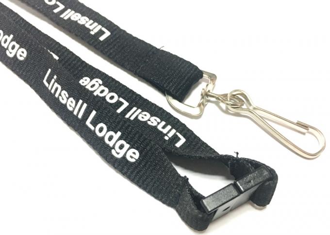 Black Name Badge Lanyard , Custom Breakaway Lanyards J Hook Decorated Attachments