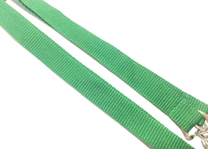 Blank Double J Hooks Custom Printed Lanyards 15mm Wide For Staff ID Card Green Background