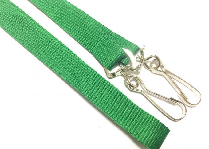 Blank Double J Hooks Custom Printed Lanyards 15mm Wide For Staff ID Card Green Background