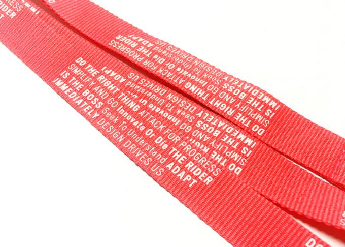 Red Background Clear Custom Polyester Lanyards Mini Characters Logo Printing Delicate