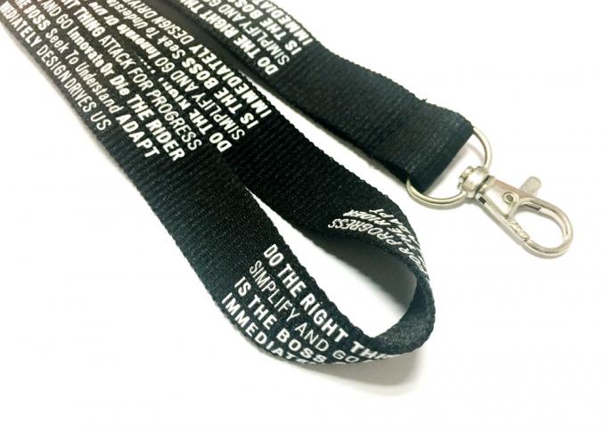 Black Cool Custom Polyester Lanyards Heat Tranfer Printing For Office