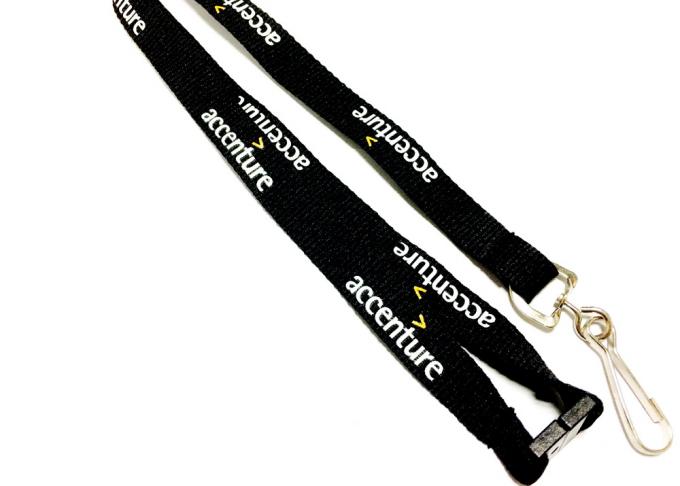 Swivel Hook Black Personalised Neck Strap , Neck Key Strap With Silk Screen Printing