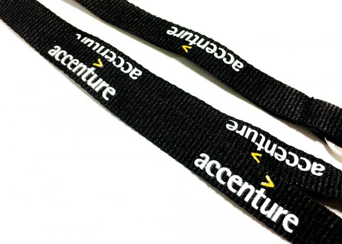 Swivel Hook Black Personalised Neck Strap , Neck Key Strap With Silk Screen Printing