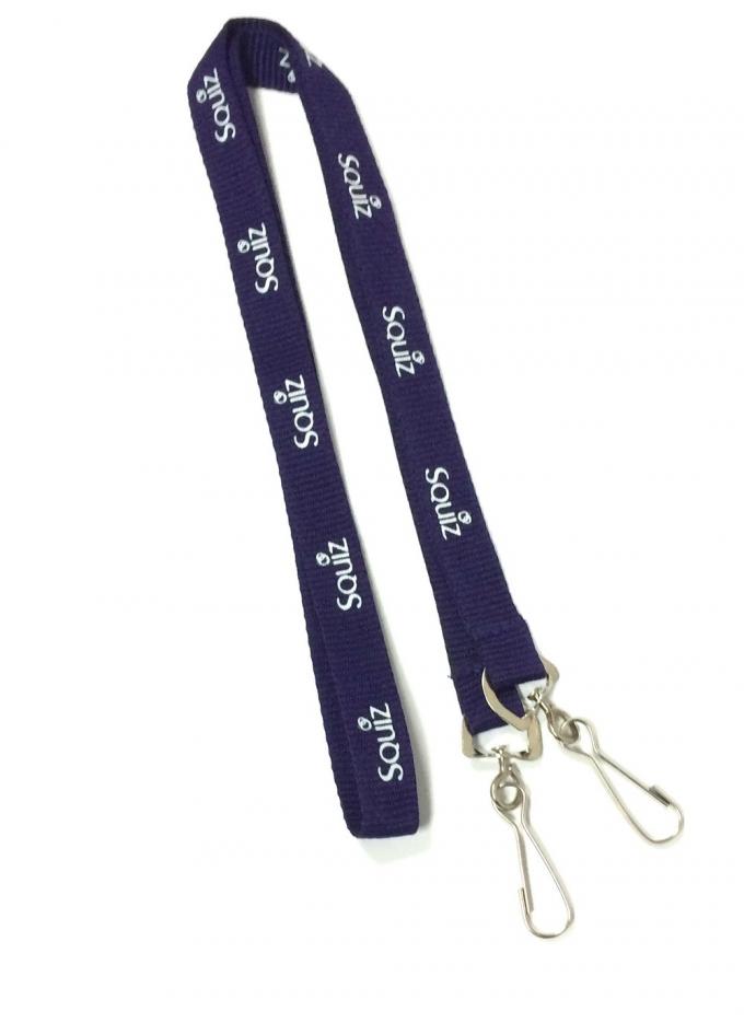 Silk Screen Print Cell Phone Custom Polyester Lanyard  With 2 Egg Hook