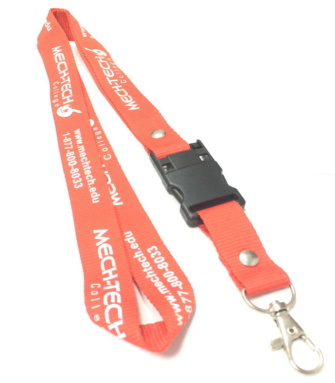 Office Promtional Polyester Custom Id Lanyards , White Logo Id Card Holder Neck Strap